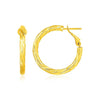 14k Yellow Gold Petite Twisted Round Hoop Earrings(3x20mm)