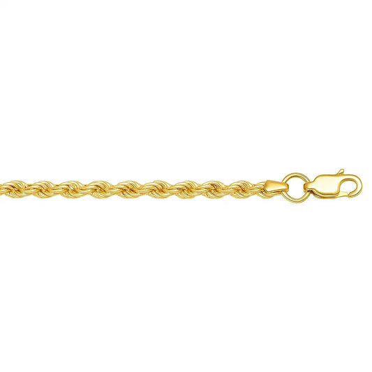 Lite Rope Chain Bracelet in 10k Yellow Gold (2.50 mm)