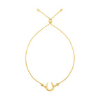 Adjustable Horseshoe Draw String Bracelet in 14K Yellow Gold