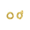 14K Yellow Gold Diamond Cut Interlocking Trinity Stud Earrings (11.30 mm)