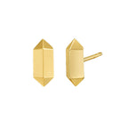 14K Yellow Gold Long Hexagon Post Earrings