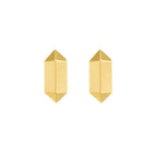 14K Yellow Gold Long Hexagon Post Earrings