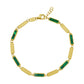 14K Yellow Gold Malachite Rectangle Links Bracelet (3.50 mm)
