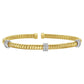 14K Yellow Gold Diamond Triple Station Tubogas Cuff