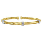 14K Yellow Gold Diamond Triple Station Tubogas Cuff