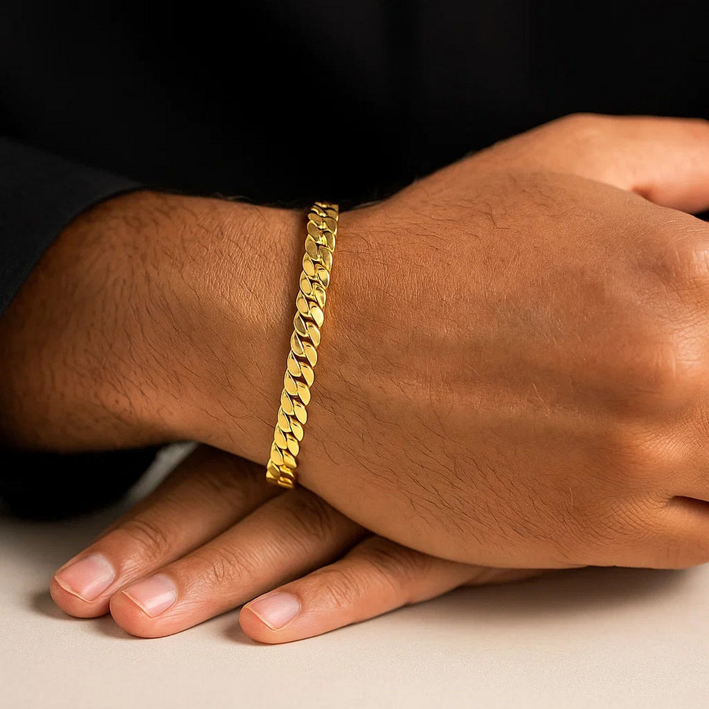 14k Yellow Gold 8 inch Mens Curb Chain Bracelet (8.00 mm)