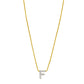 14K Yellow Gold Mini Diamond F Initial Pendant Necklace