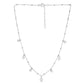 Sterling Silver Rhodium Plated Pearl Station Charm Necklace