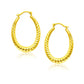 14k Yellow Gold Hoop Earrings with Textured Details