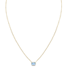 14K Yellow Gold Emerald Cut Blue Topaz Necklace