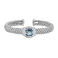 Popcorn Texture Cuff Bangle with Blue Topaz and Diamonds in Sterling Silver