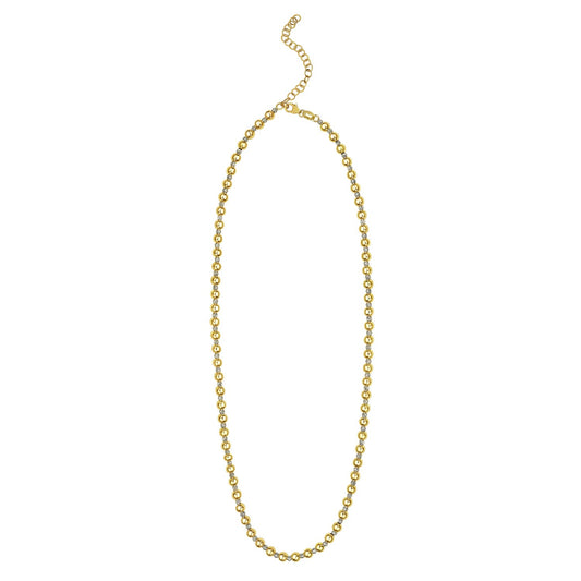 Two Tone Beaded Chain Necklace in 14K Gold