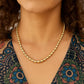 Two Tone Beaded Chain Necklace in 14K Gold