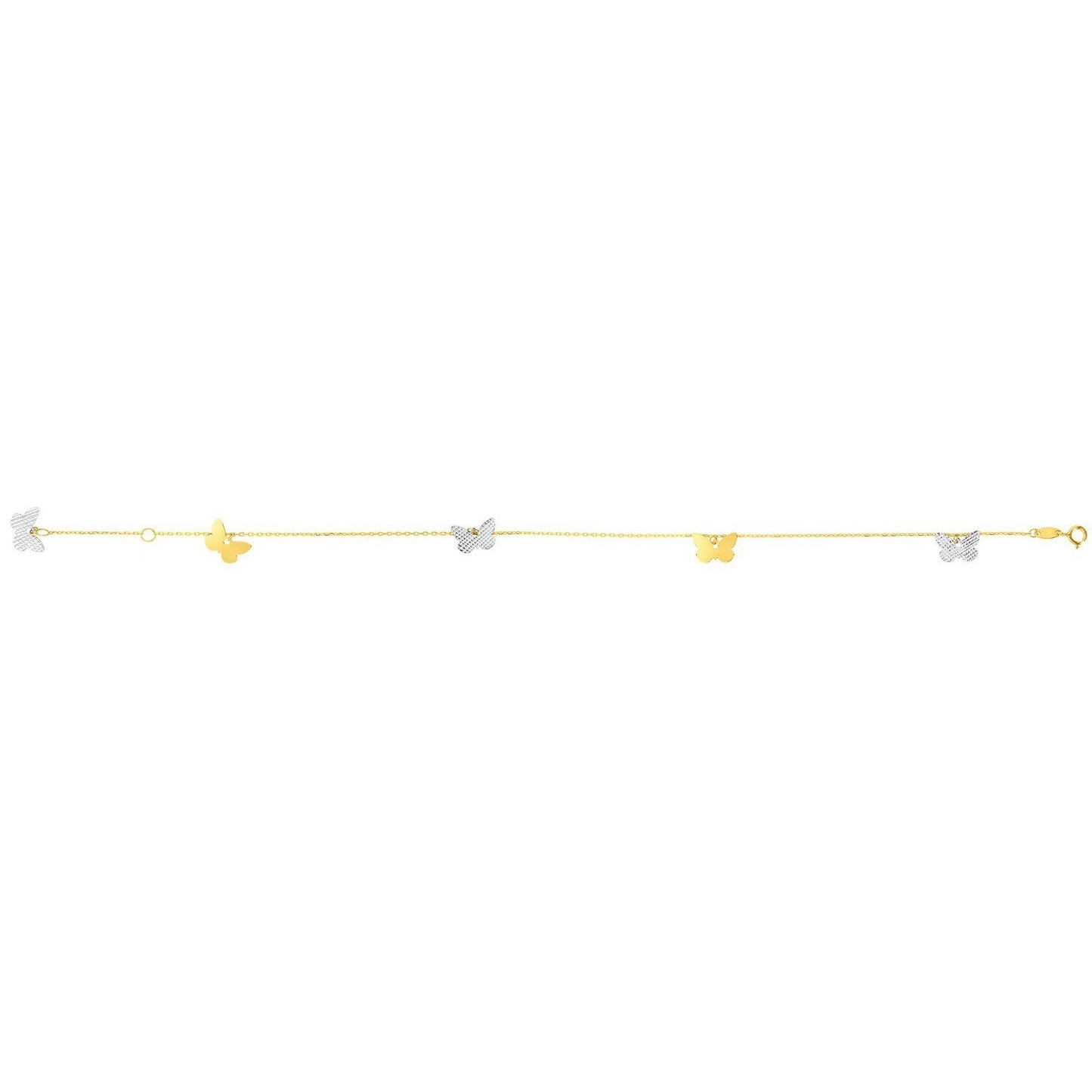 14k Two Tone Gold Anklet with Butterflies