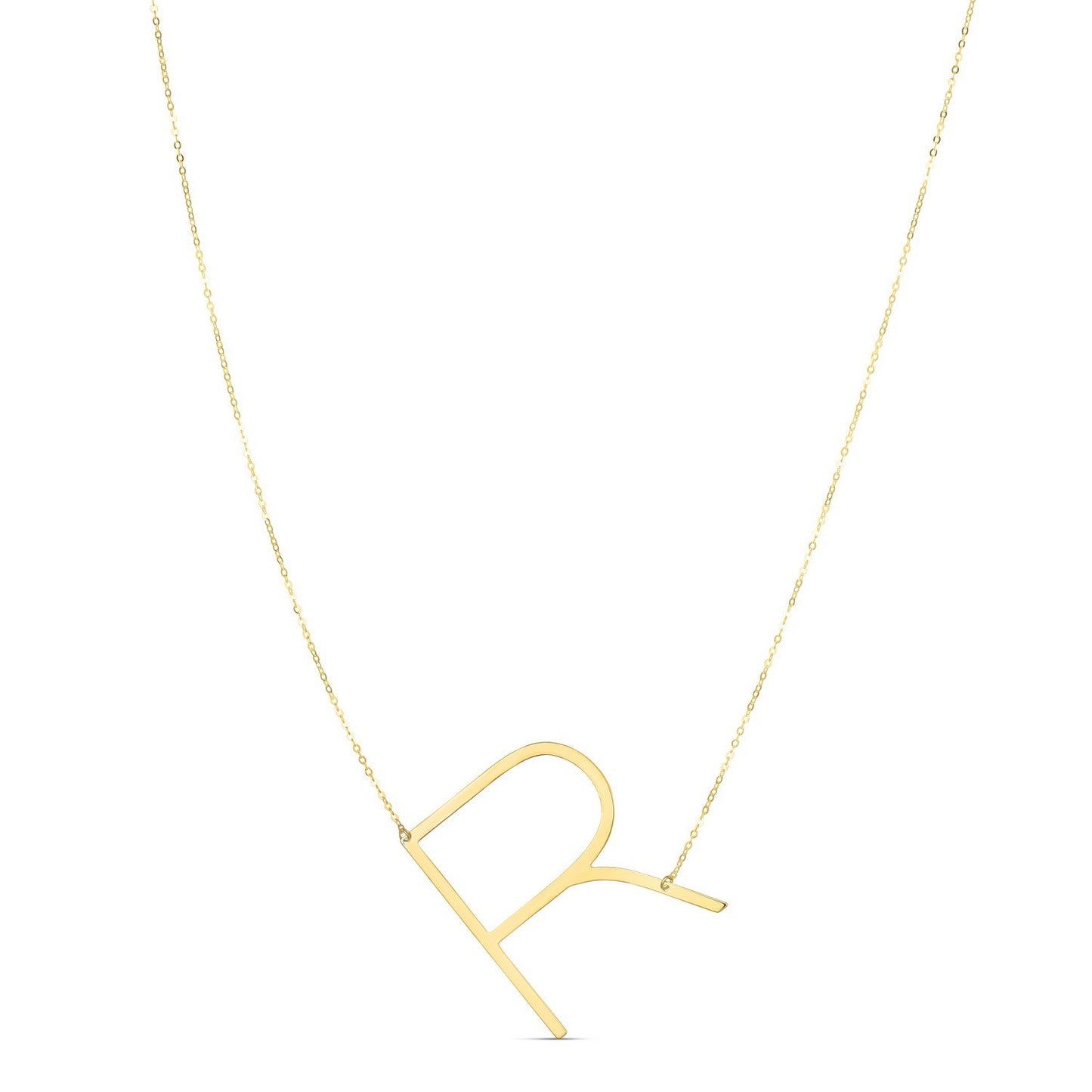 14K Yellow Gold Yours Truly Large Initial R Necklace