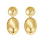 Sterling Silver Rhodium Plated Puffed Oval Double Button Drop Earrings
