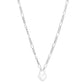 Sterling Silver Rhodium Plated Heart Padlock Figaro Necklace