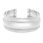 Sterling Silver Rhodium Plated Bold Ribbed Cuff Bangle (25.00 mm)