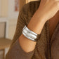 Sterling Silver Rhodium Plated Bold Ribbed Cuff Bangle (25.00 mm)