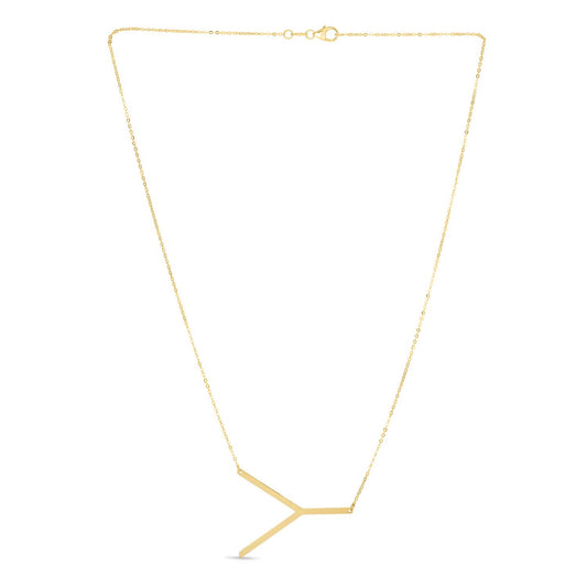 14K Yellow Gold Yours Truly Large Initial Y Necklace