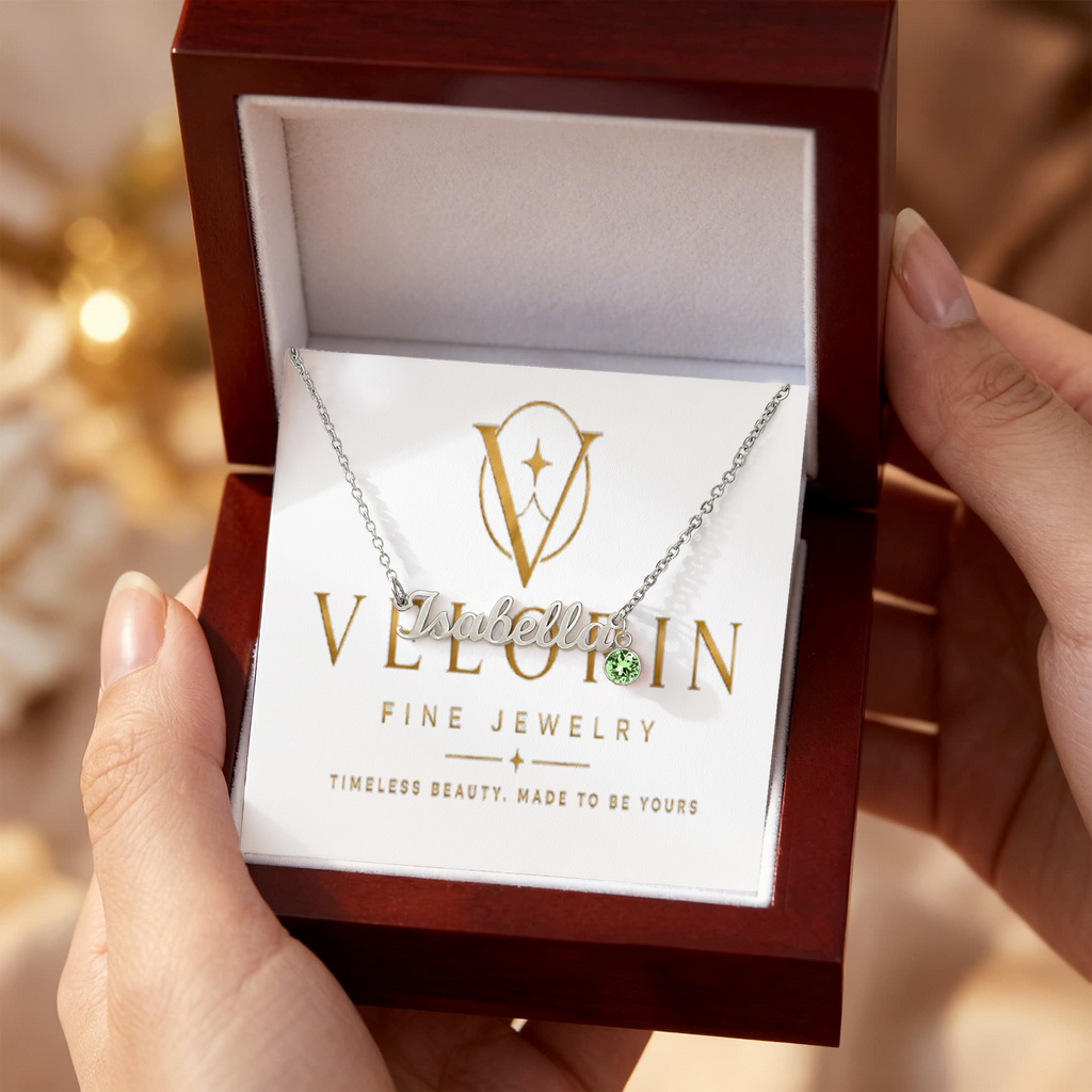 Custom Name Necklace with Birthstone