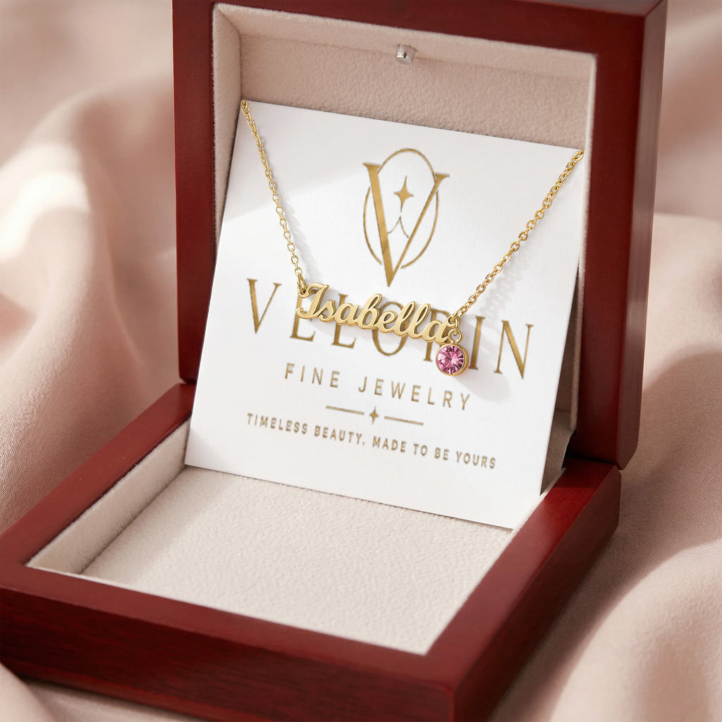 Custom Name Necklace with Birthstone