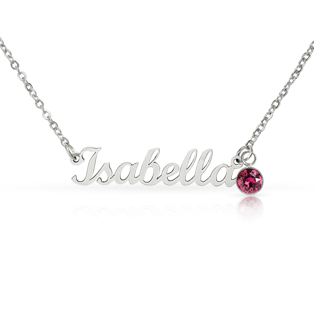 Custom Name Necklace with Birthstone - NO MC