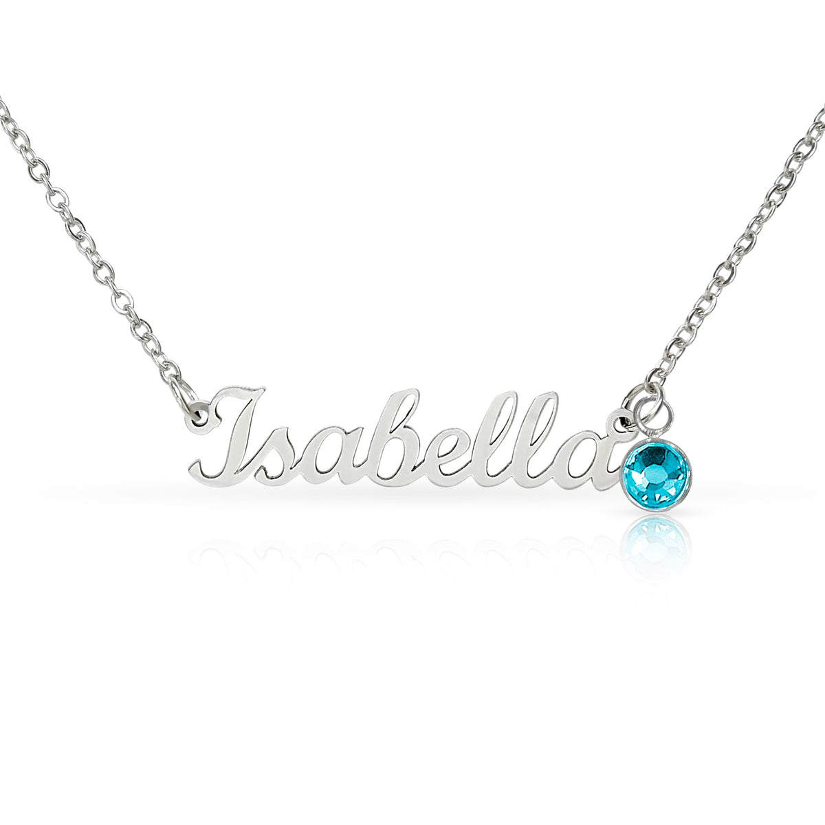 Custom Name Necklace with Birthstone - NO MC