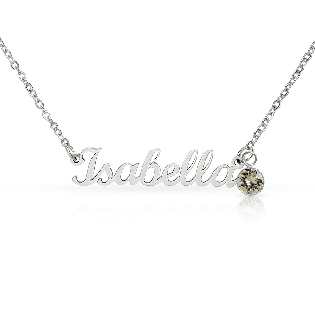 Custom Name Necklace with Birthstone - NO MC