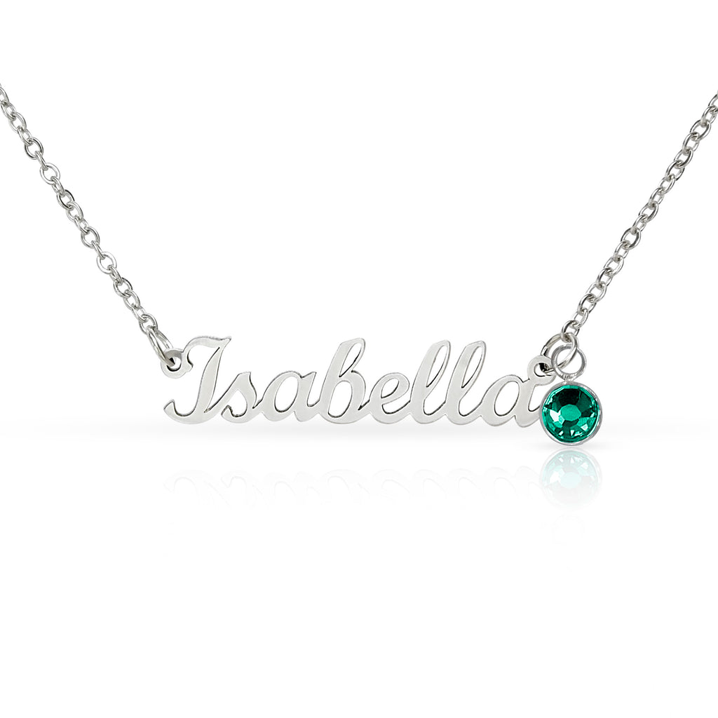 Custom Name Necklace with Birthstone - NO MC