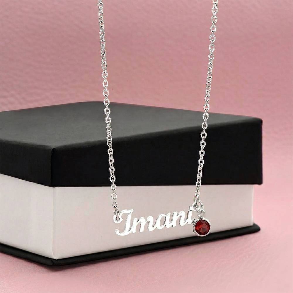 Custom Name Necklace with Birthstone - NO MC