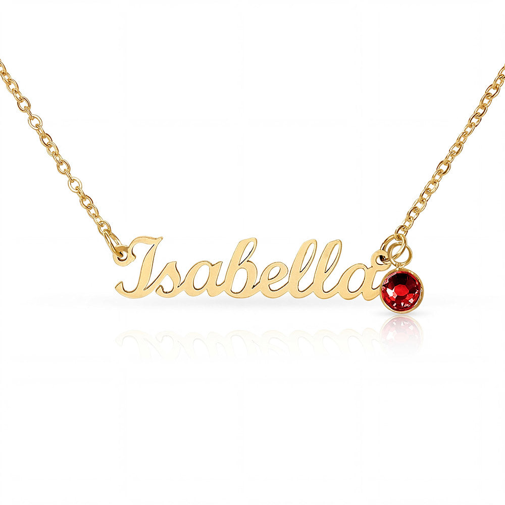 Custom Name Necklace with Birthstone - NO MC