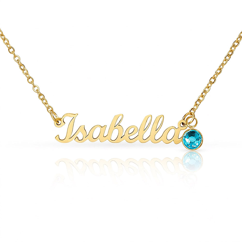 Custom Name Necklace with Birthstone - NO MC