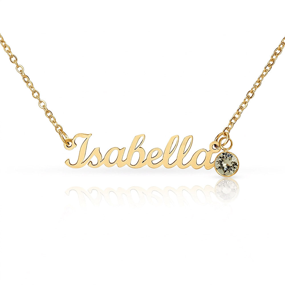 Custom Name Necklace with Birthstone - NO MC