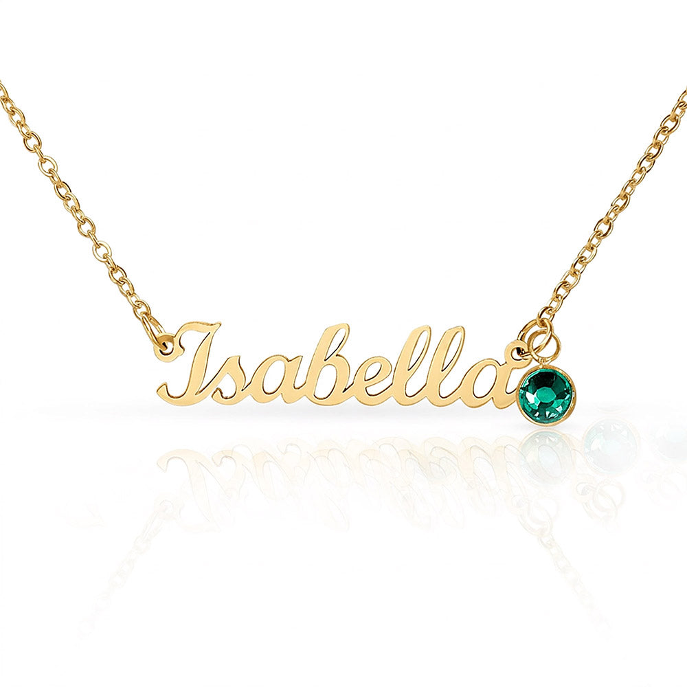 Custom Name Necklace with Birthstone - NO MC