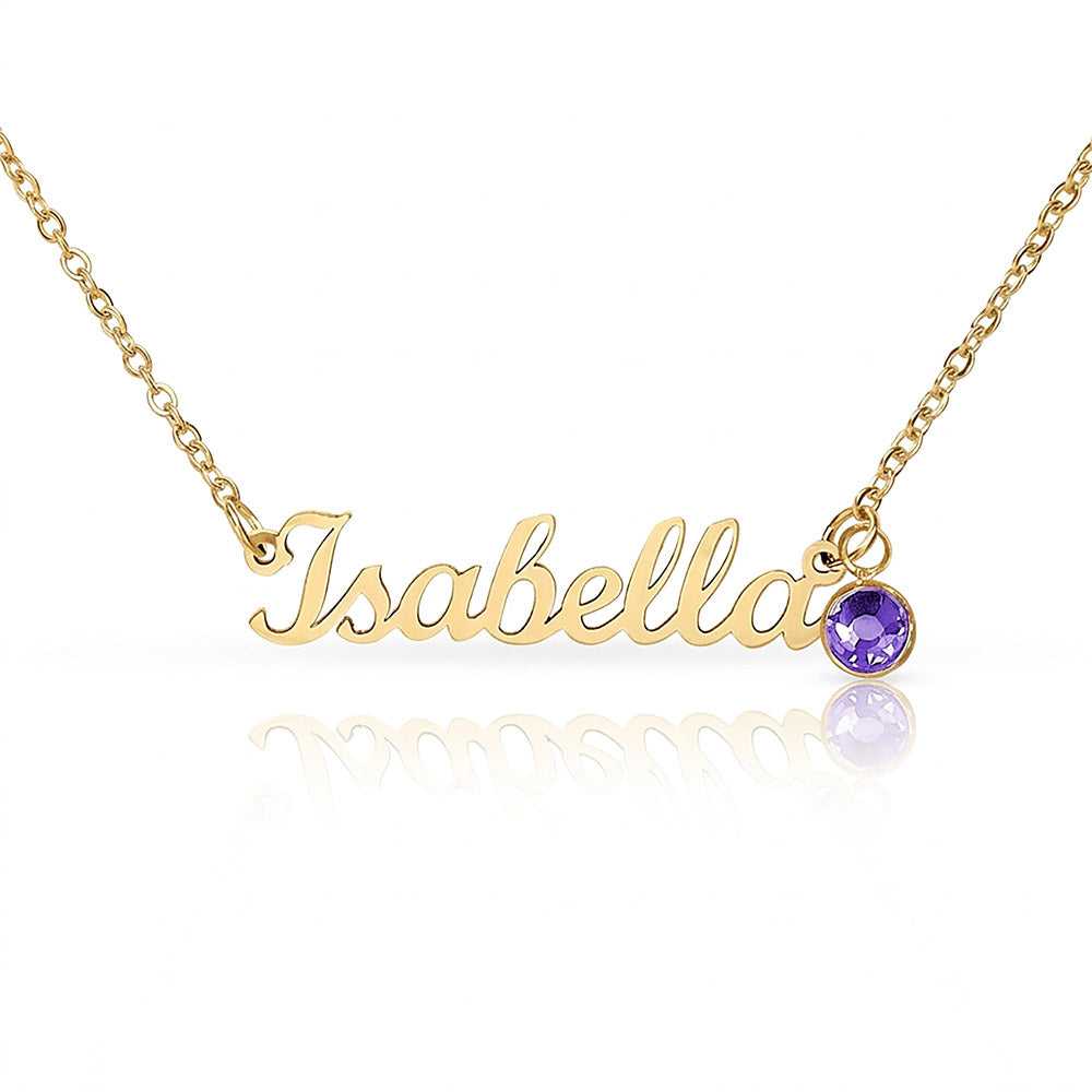 Custom Name Necklace with Birthstone - NO MC