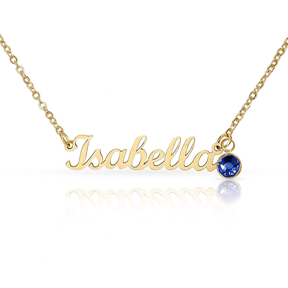 Custom Name Necklace with Birthstone - NO MC