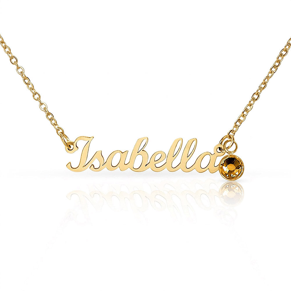 Custom Name Necklace with Birthstone - NO MC