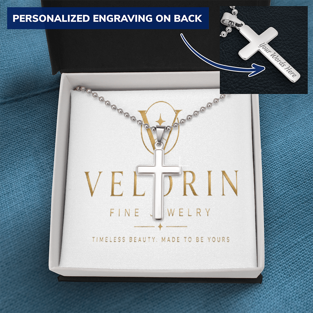Personalized Cross Necklace with Ball Chain