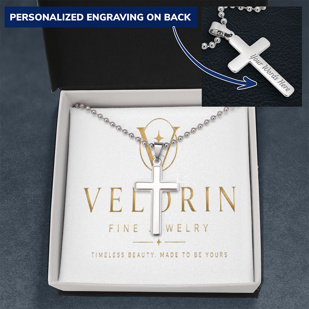 Personalized Cross Necklace with Ball Chain