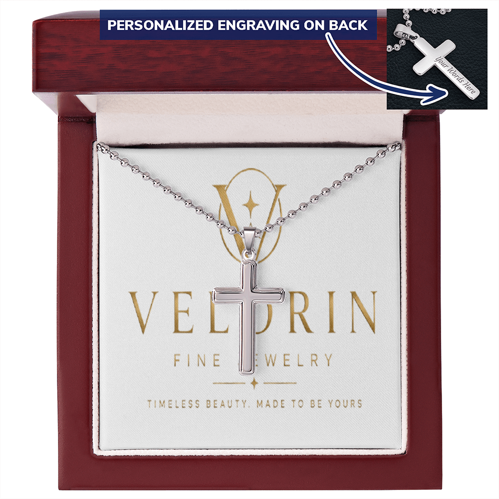 Personalized Cross Necklace with Ball Chain