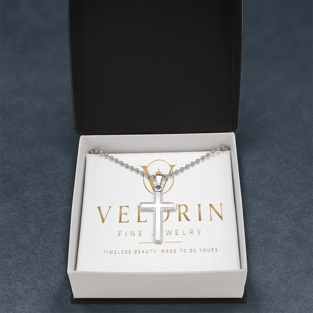 Artisan Cross Necklace with Ball Chain