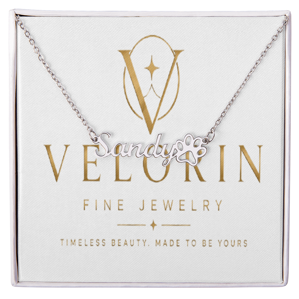 Paw Print Name Necklace