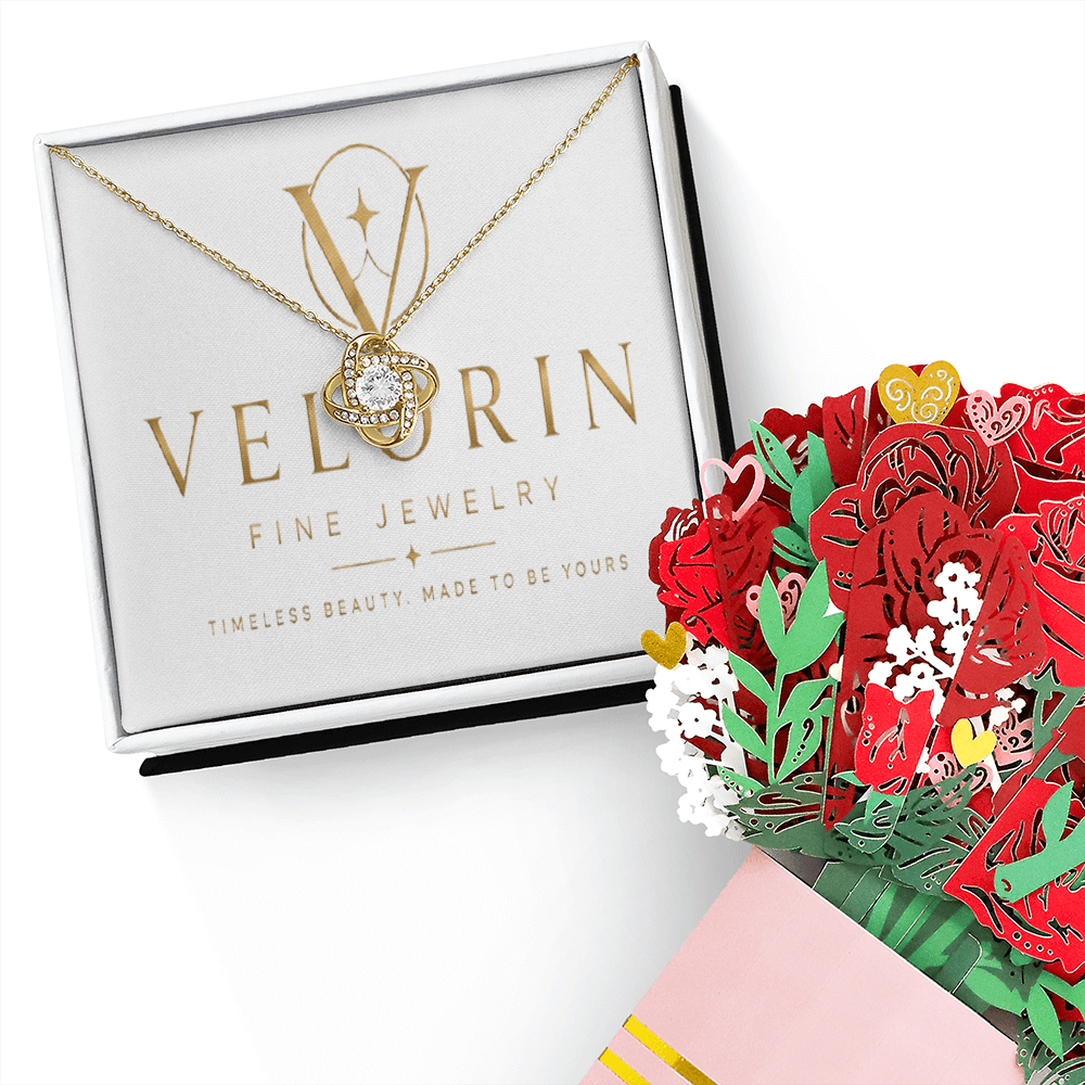 Love Knot Necklace & Sweetest Devotion Flower Bouquet