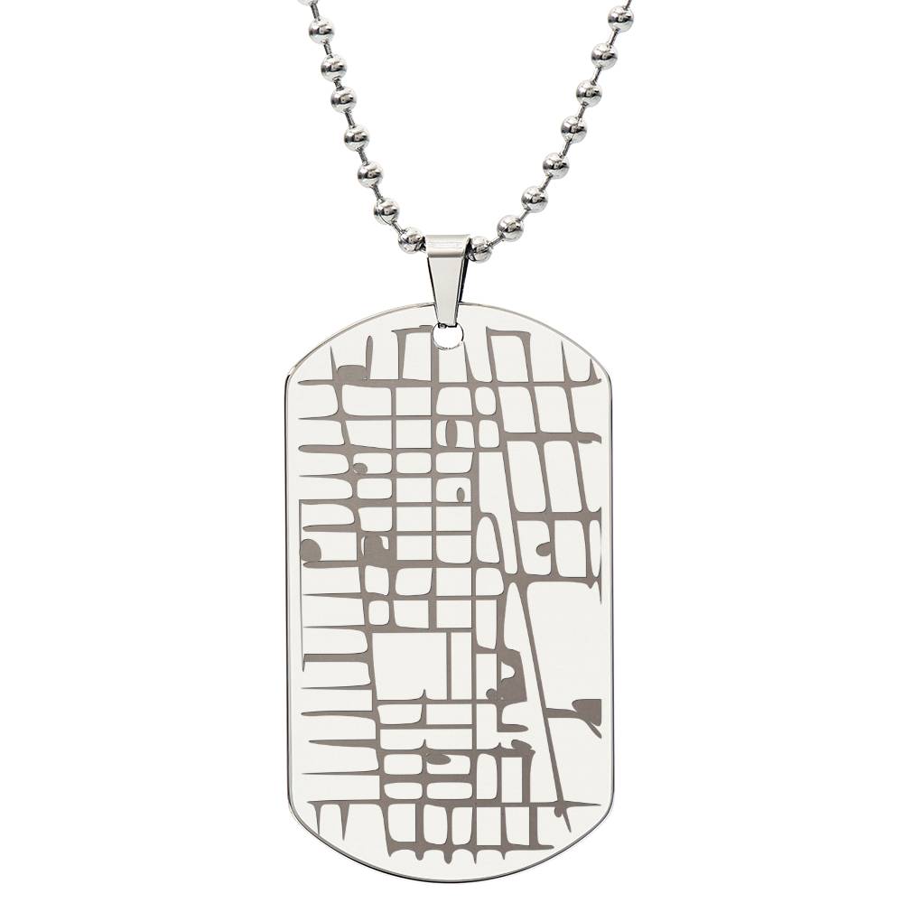 Engraved Map Dog Tag Necklace