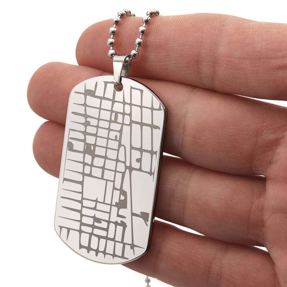 Engraved Map Dog Tag Necklace