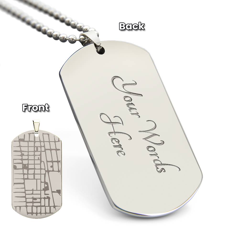 Engraved Map Dog Tag Necklace