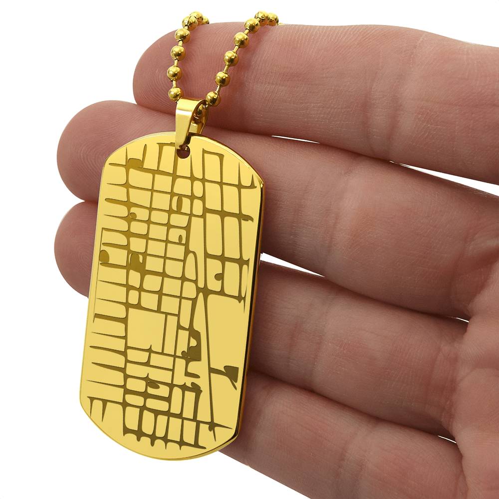 Engraved Map Dog Tag Necklace