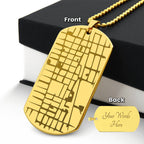 Engraved Map Dog Tag Necklace