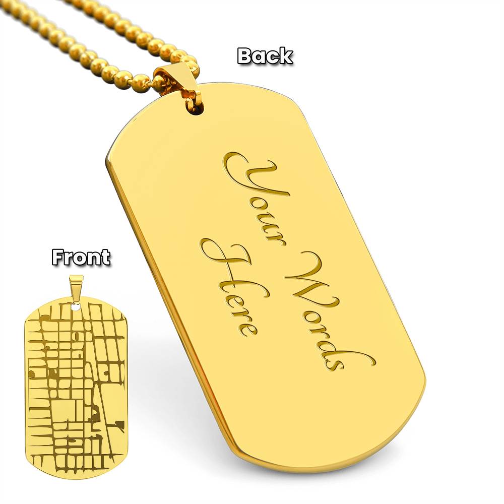 Engraved Map Dog Tag Necklace